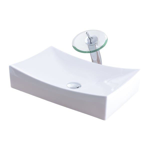 Novatto Porcelain Vessel Sink Combo with Chrome Faucet, Drain and Sealer NSFC-0114117003CH - main